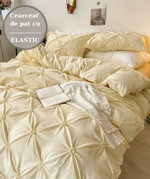 Lenjerie de pat Elastic,cu PLIURI 6 Piese, cod: LPE116